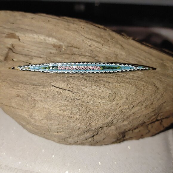 Antique Micro Mosaic Floral Bar Brooch Pin Gold Tone Italy Handmade Jewelry - Picture 6 of 16